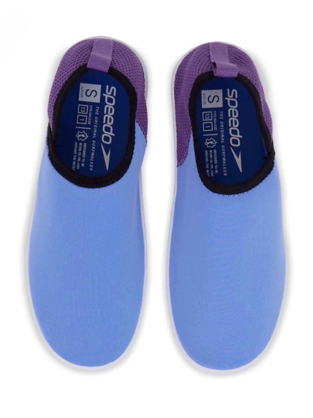 NWT! Speedo Junior Girls Bootie Abstract Printed Water shoes Blue/Purple L 4/5